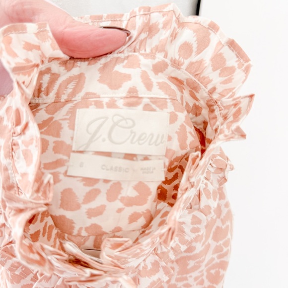 J.Crew Classic-fit ruffleneck shirt in leopard - Picture 7 of 9